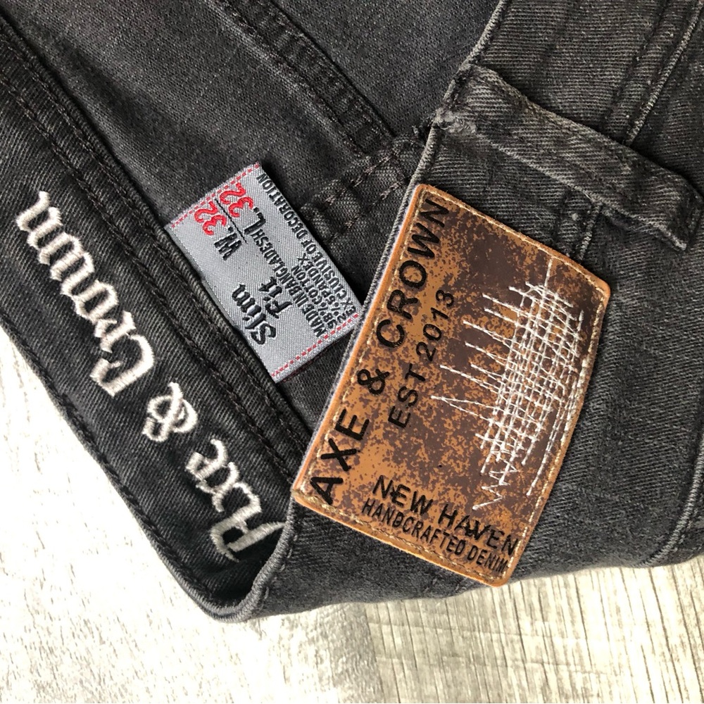 Pace & Crown Black Slim Fit Distressed Men's Jeans Pants - Picture 4 of 5